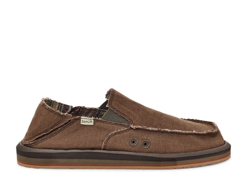 Chaussures Sanuk Vagabond Soft Top Hemp Collapsible Heel Homme - Marron OTLRSX371